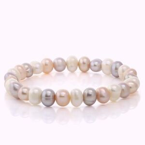 Multicolor Freshwater Pearl elastic bracelet 7.5 in
